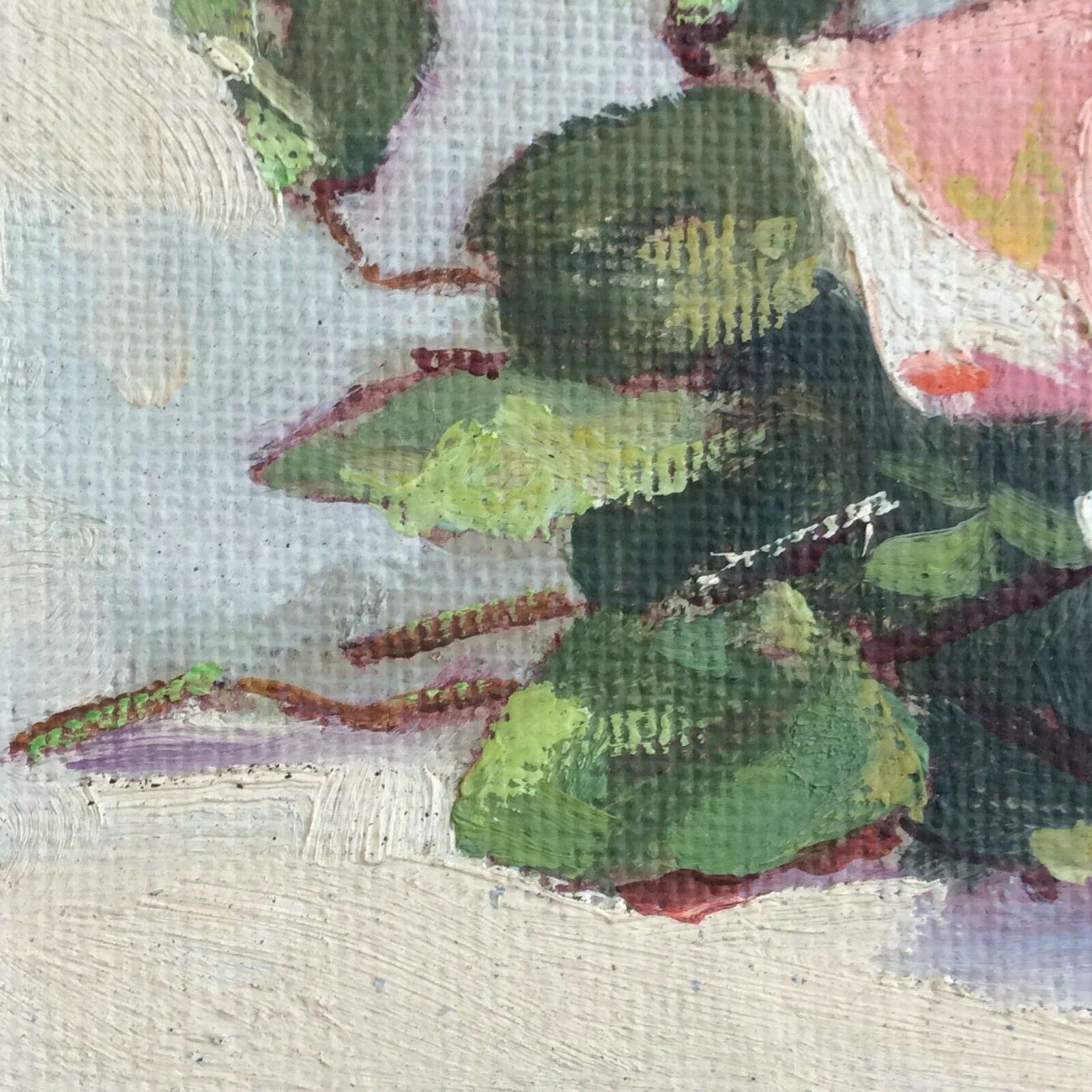 Painting Painting Oil on Panel Signed RG Bouquet of Roses Mid-20th