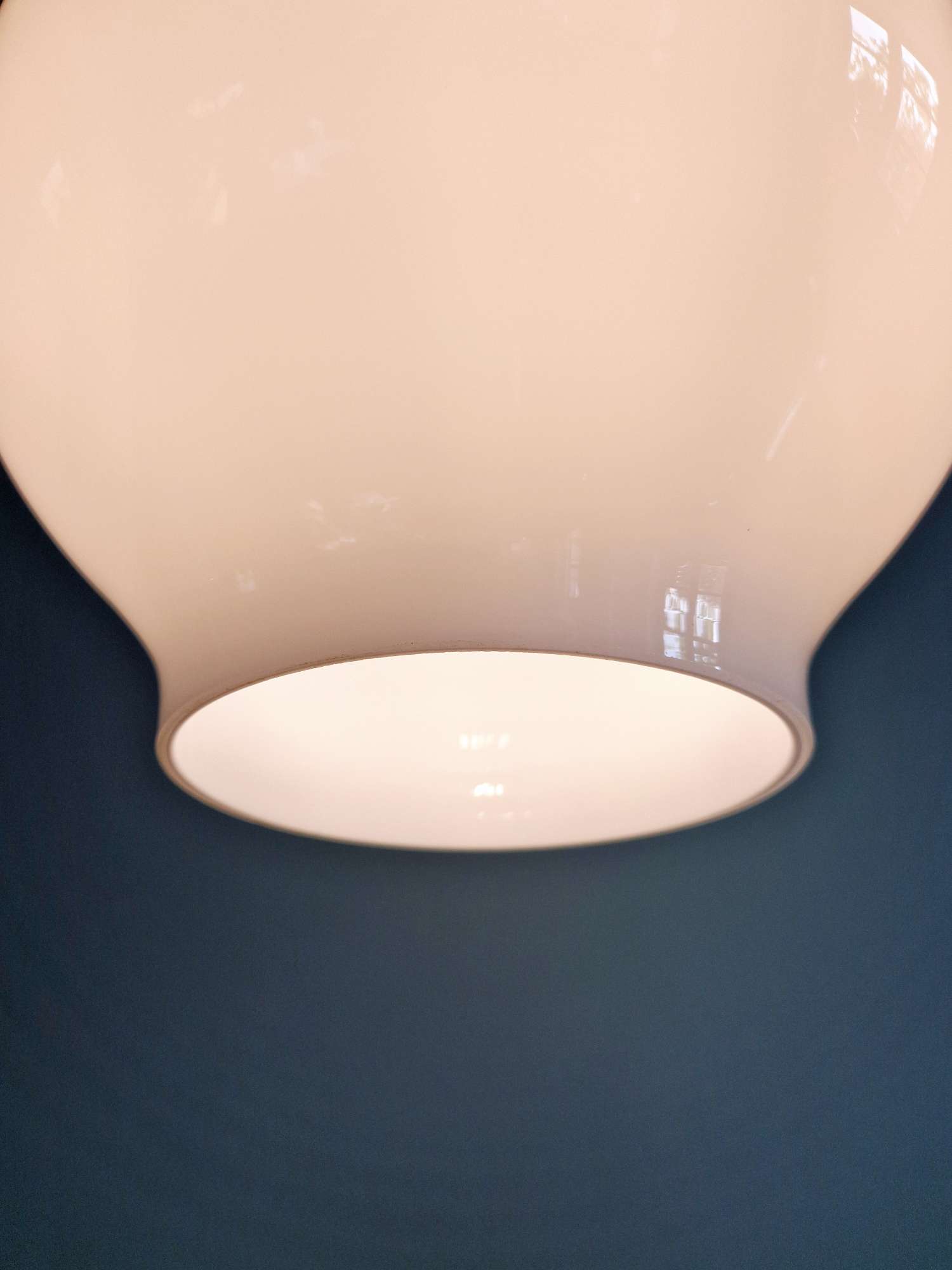 Large Scandinavian suspension light in white opaline, H.A. Jakobsson, 1960
