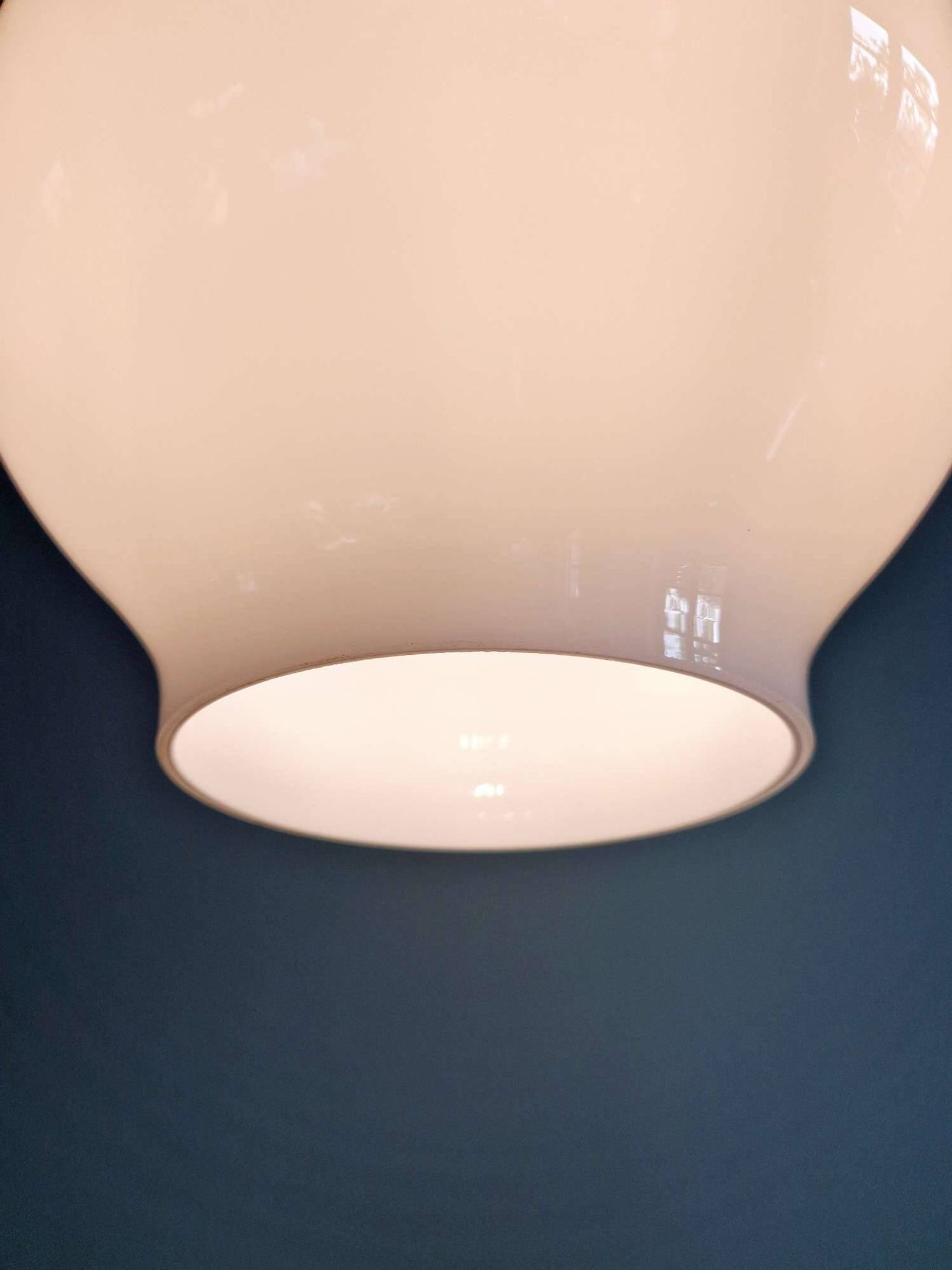 Large Scandinavian suspension light in white opaline, H.A. Jakobsson, 1960