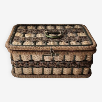 Old wicker work box