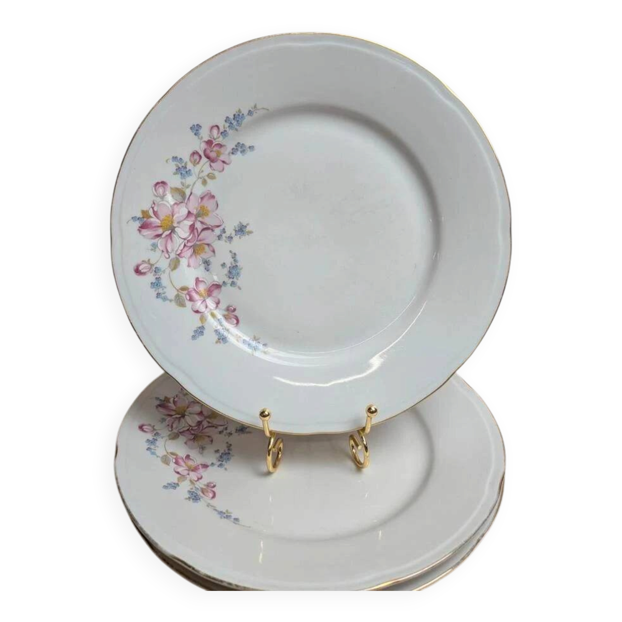 Set of 3 vintage flat plates in Jugoporcelan porcelain – Yugoslavia