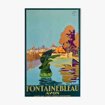 Original poster Fontainebleau Avon PLM 1930 by Julien Lacaze - On linen