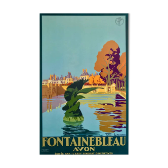 Original poster Fontainebleau Avon PLM 1930 by Julien Lacaze - On linen