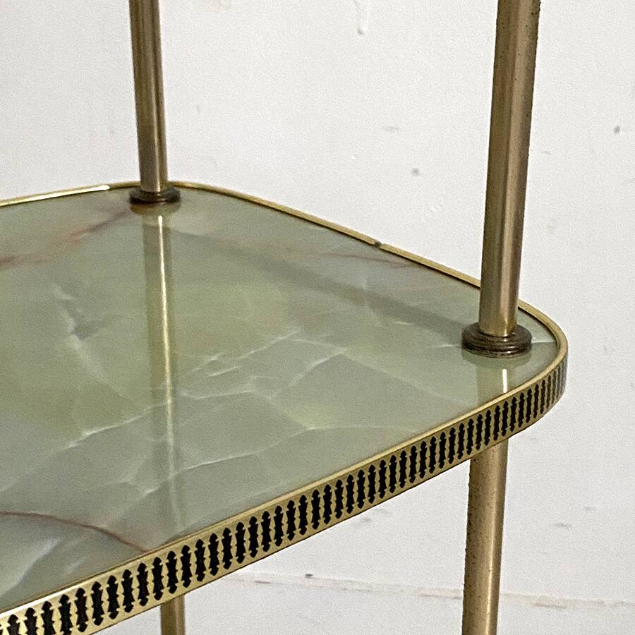 Vintage 50's brass and melamine marble imitation side table