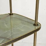 Vintage 50's brass and melamine marble imitation side table