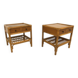 Set of two rattan bedside tables, Kenneth Bergenblad, Dux, Sweden, 1960