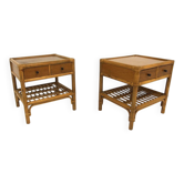 Set of two rattan bedside tables, Kenneth Bergenblad, Dux, Sweden, 1960