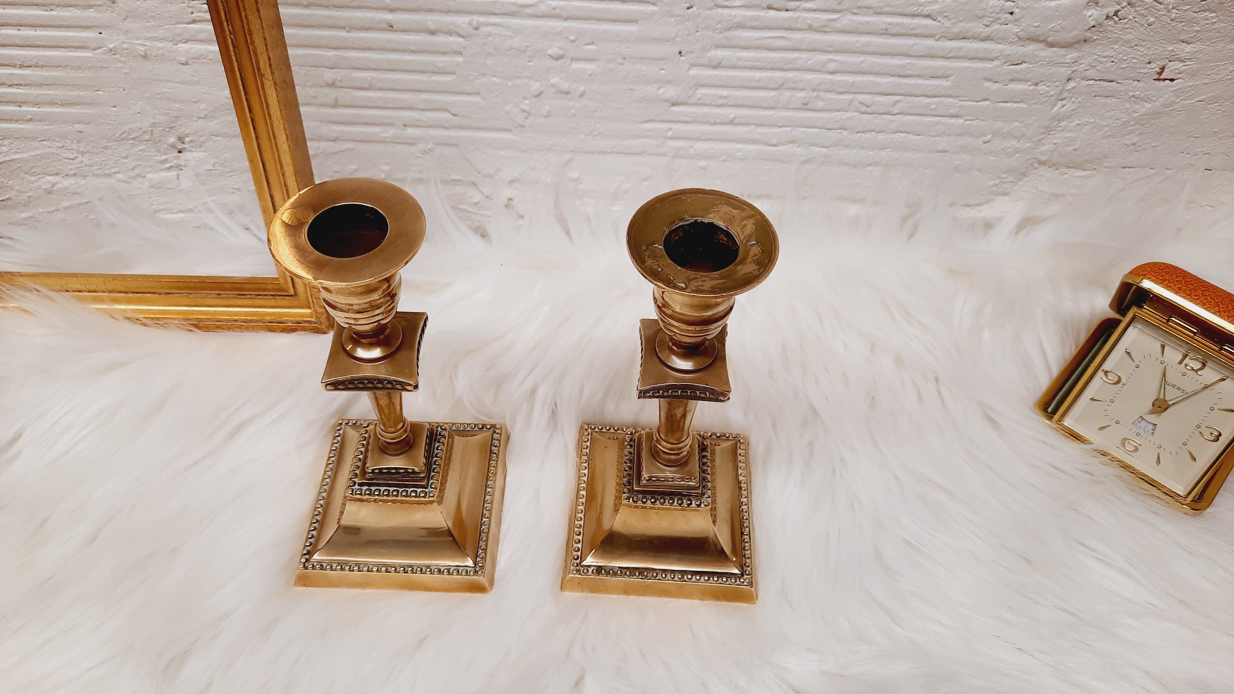 Pair brass candlesticks