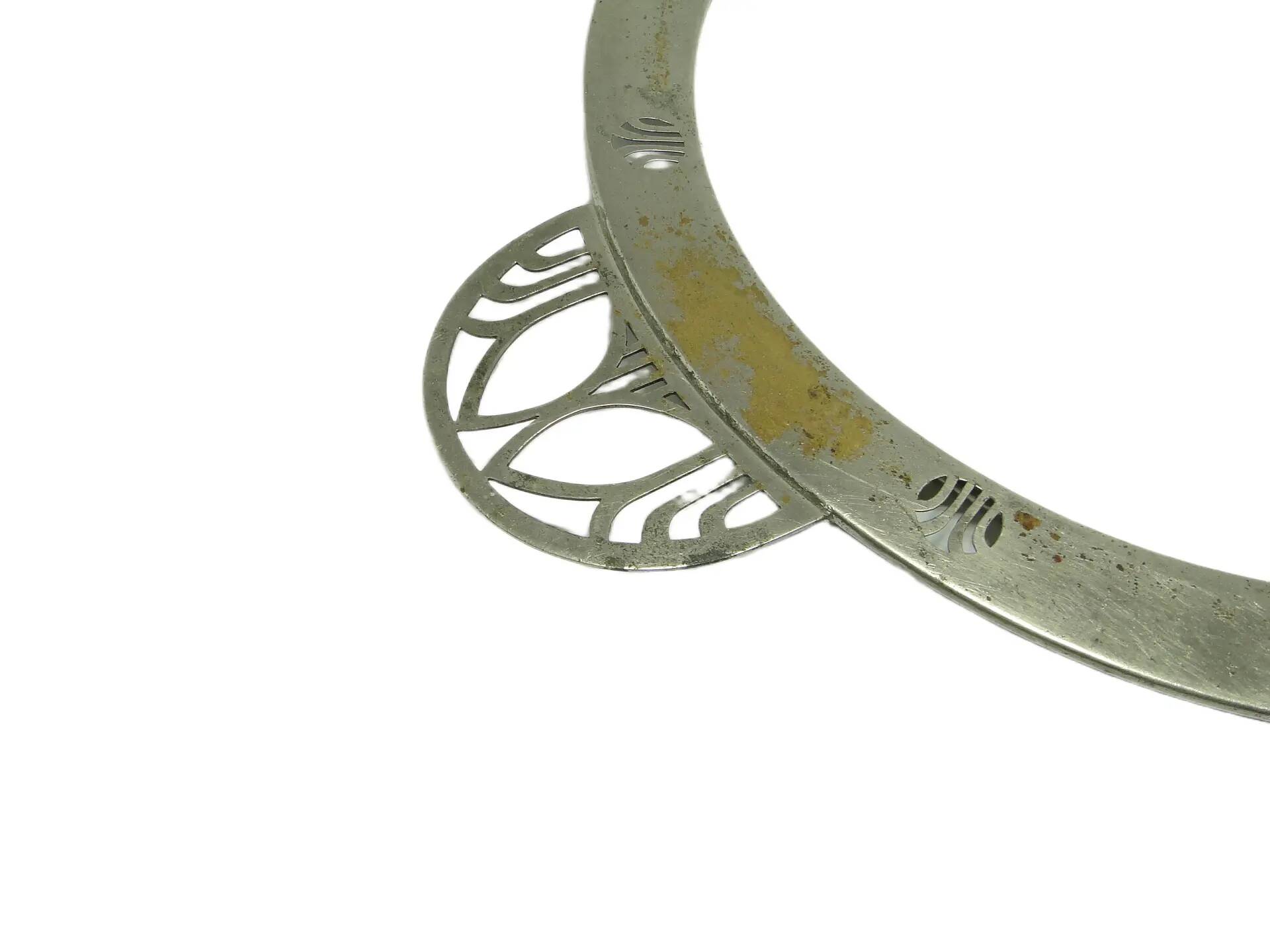 Art Nouveau tray, silver-plated brass, white porcelain, Austria, early 20th century