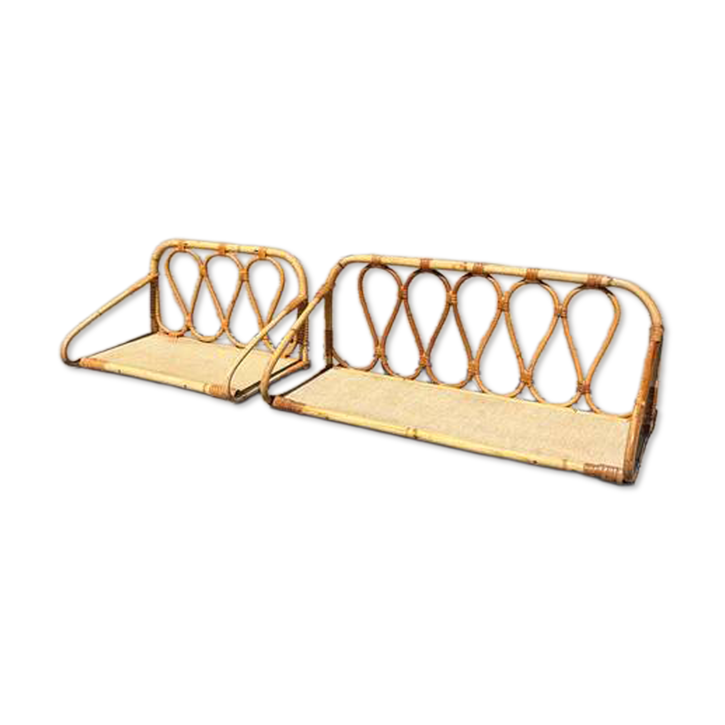 Vintage rattan shelf pair "Celestine"