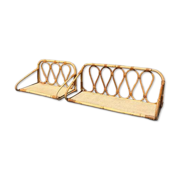 Vintage rattan shelf pair "Celestine"