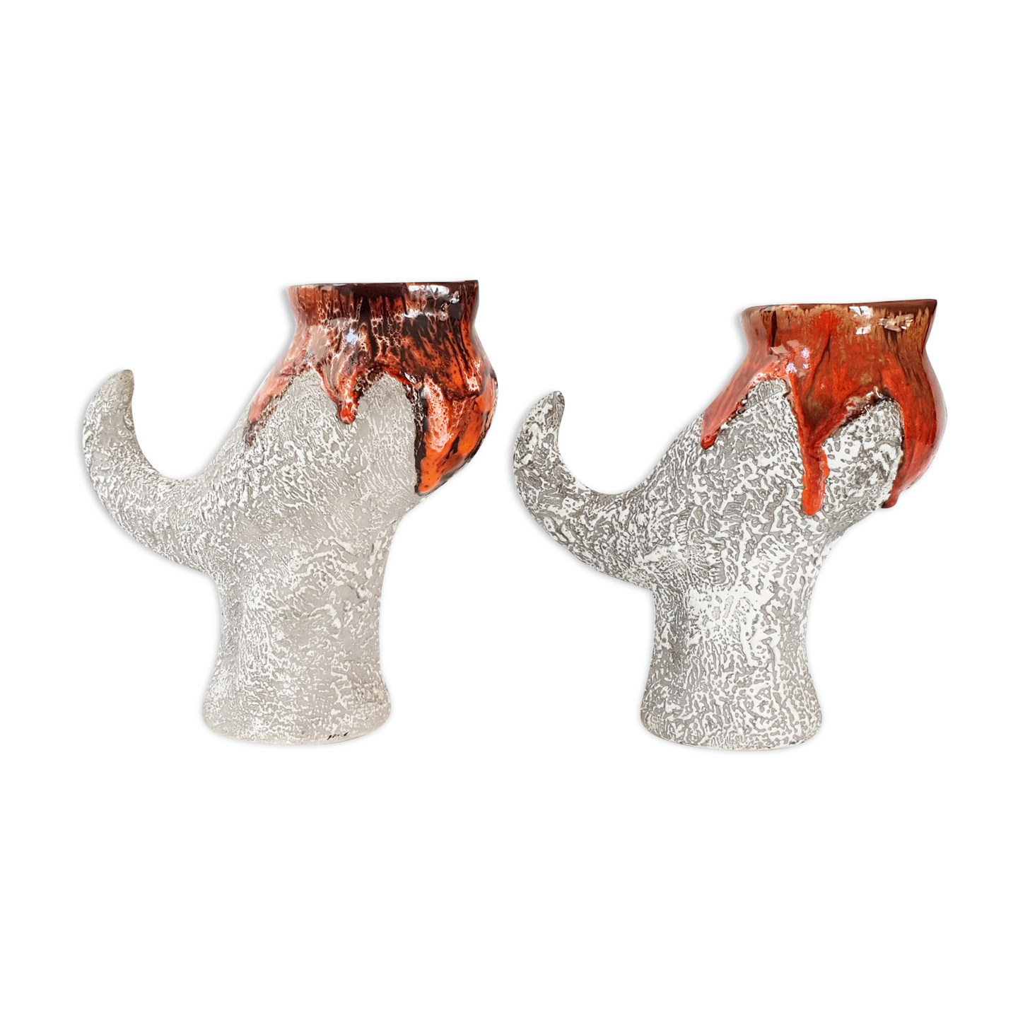 Pair of vintage zoomorphic pitchers