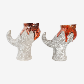 Pair of vintage zoomorphic pitchers
