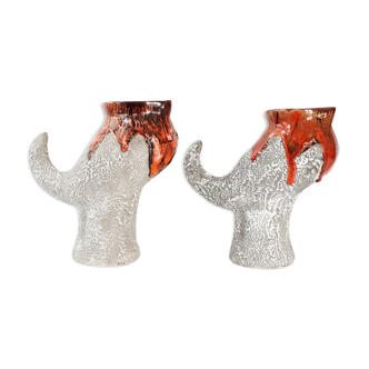 Pair of vintage zoomorphic pitchers