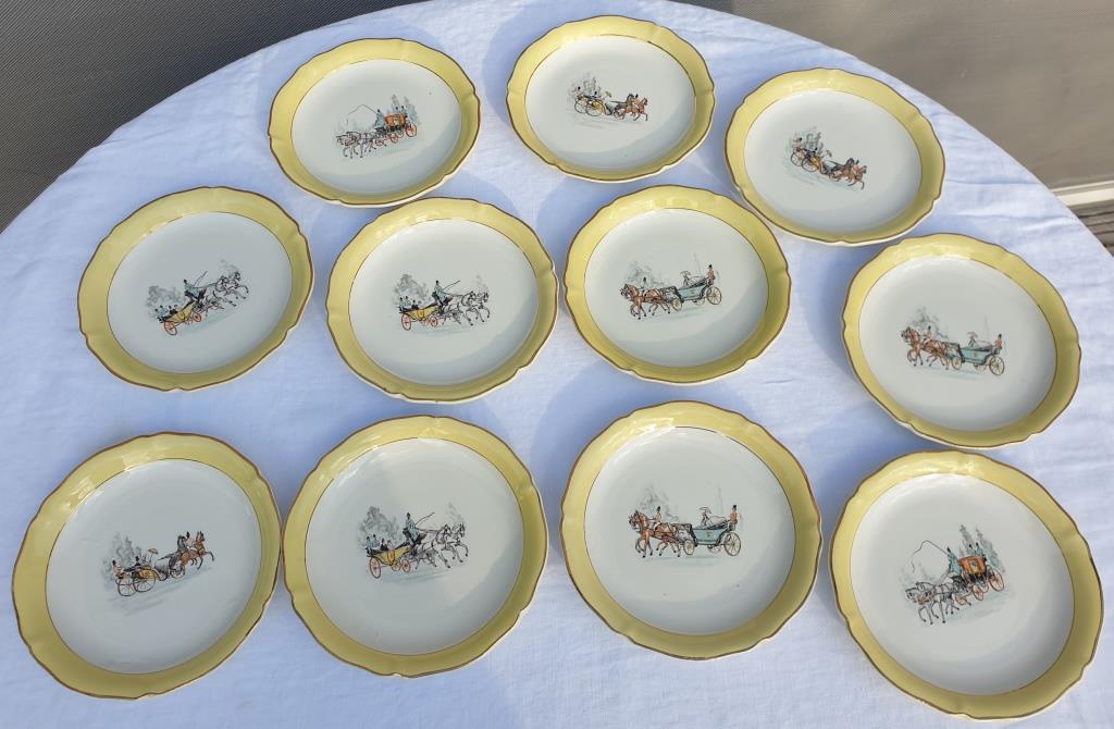 Series 11 plates stagecoach Céranord St Amand vintage 1960