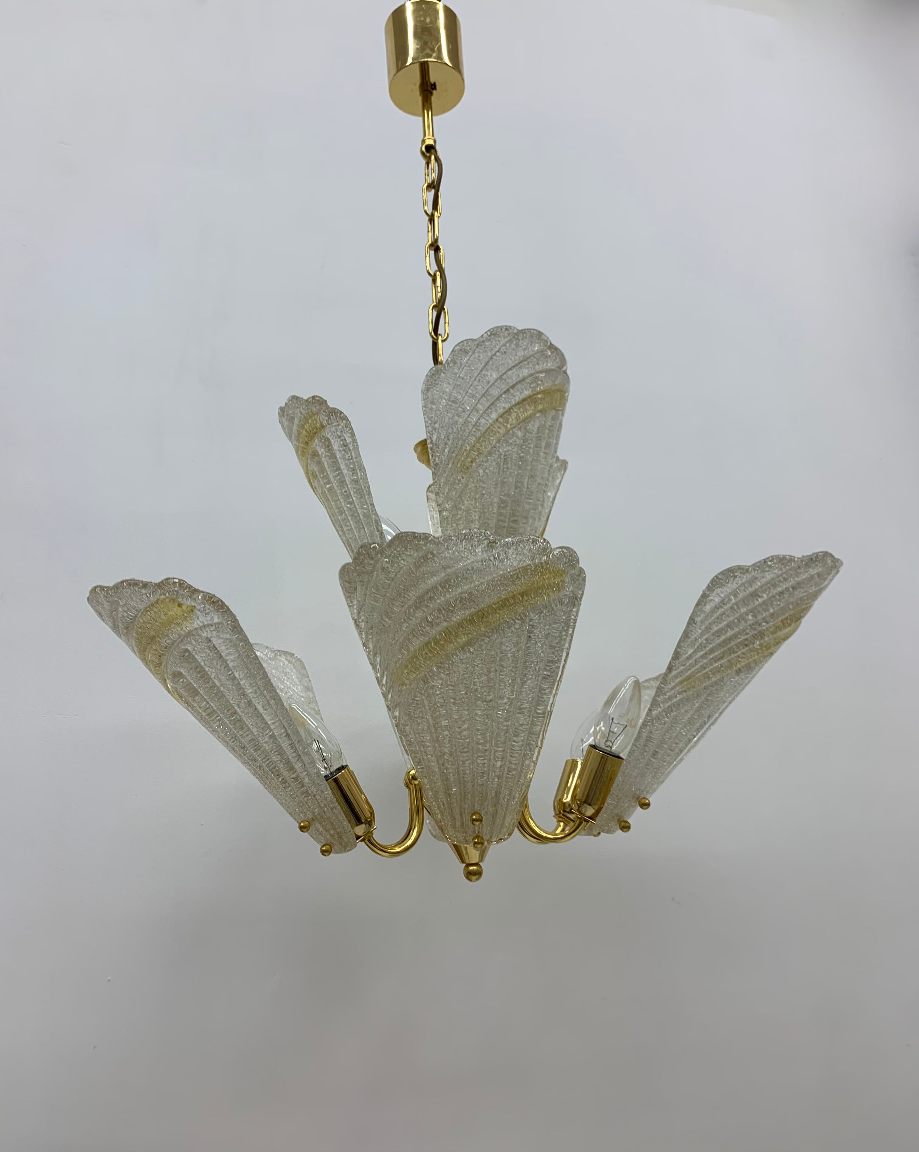 Italian murano glass chandelier hollywood regency design , 1970