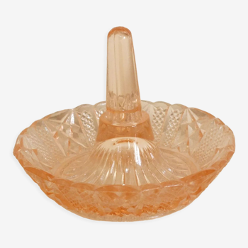 Baguier en cristal moulé rose