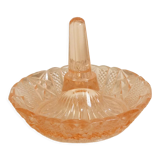 Baguier en cristal moulé rose