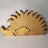 Vintage Wooden Puzzle Hedgehog Toy Decoration