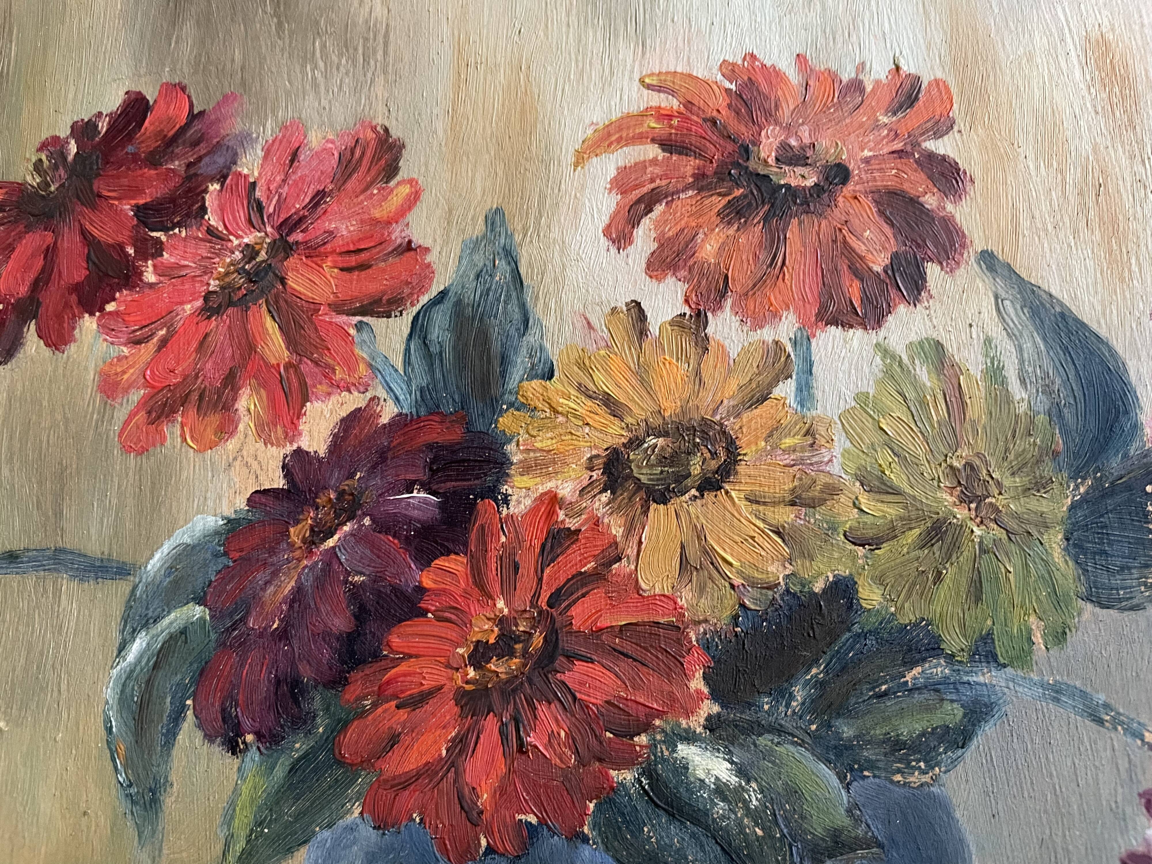 Old painting bouquet of flowers