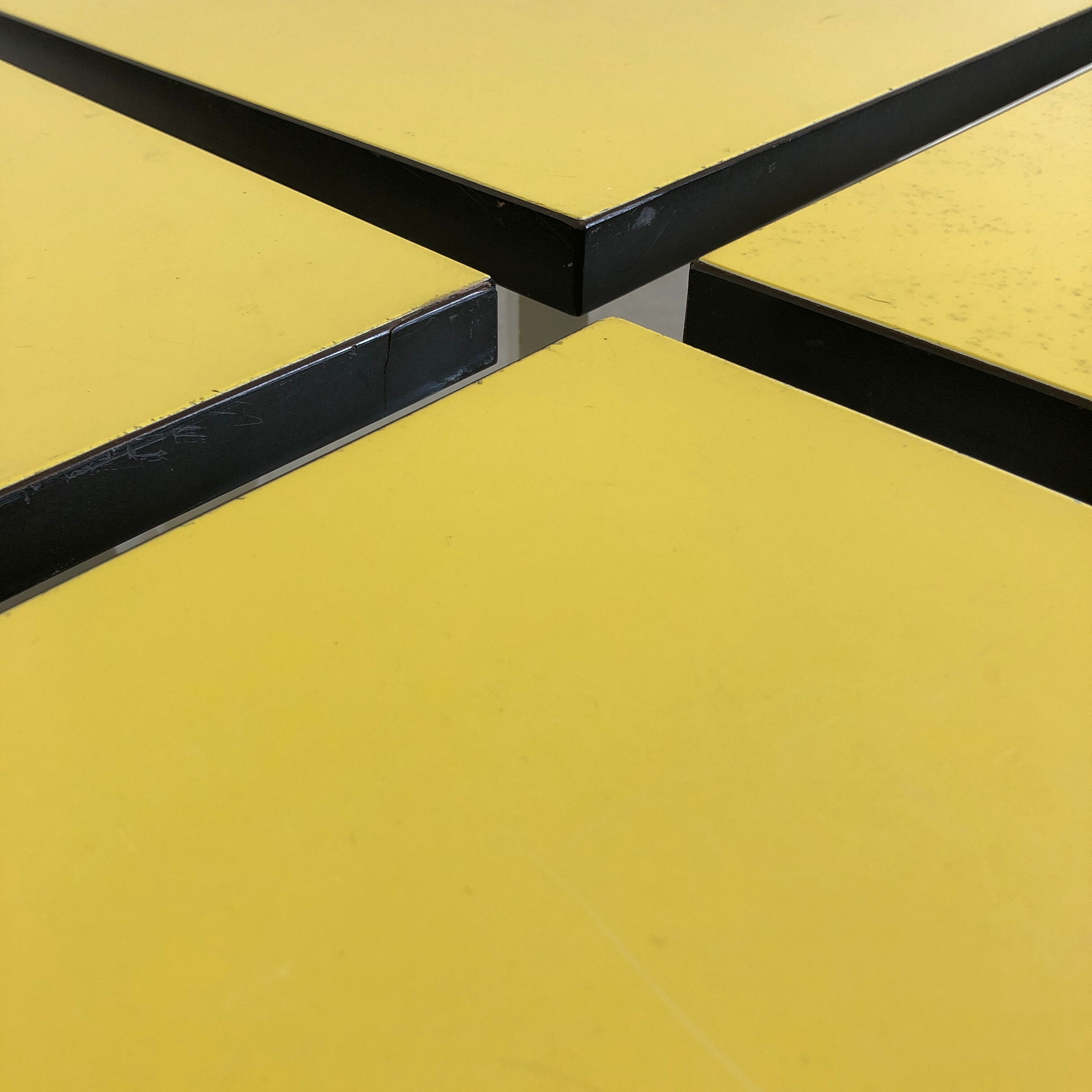 Lot 4 stools wood and formica yellow black and white