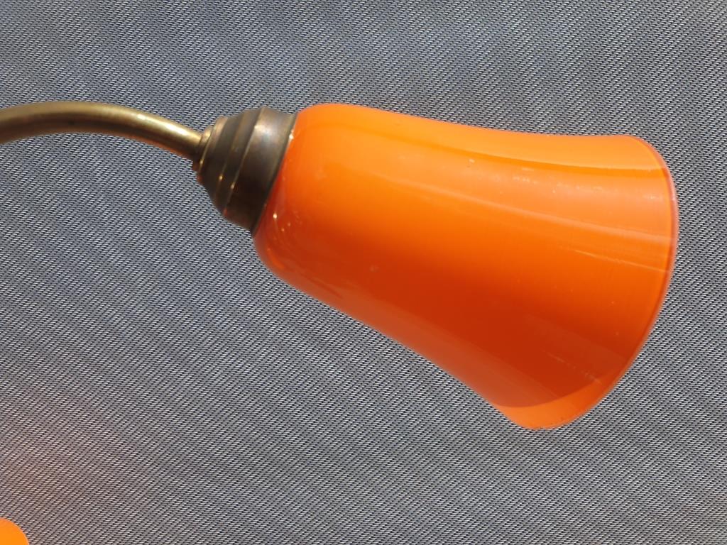 Brass chandelier 3 tulips orange Casimir 1970