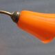 Brass chandelier 3 tulips orange Casimir 1970
