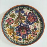 Spanish earthenware plate, hand-painted floral decoration.