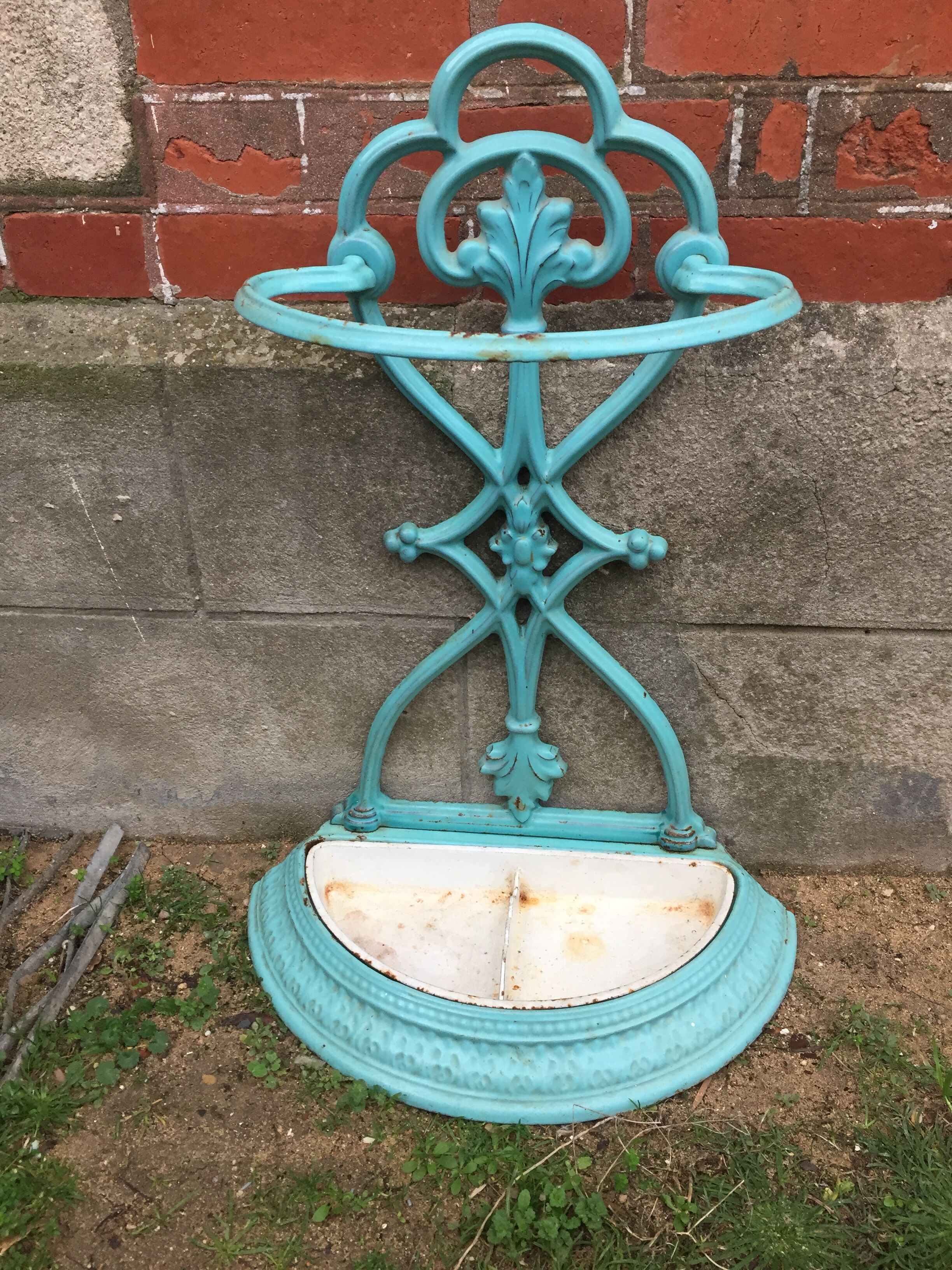 Enameled cast iron umbrella stand circa 1900