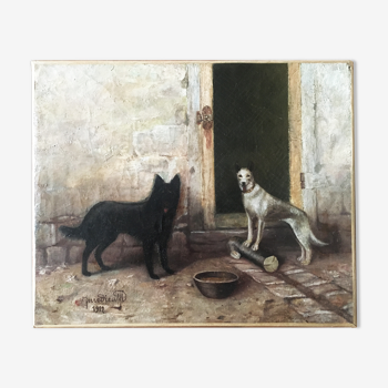 Dogs - oil on canvas