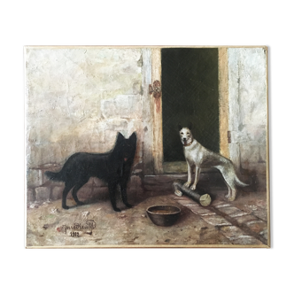 Chiens huile sur toile