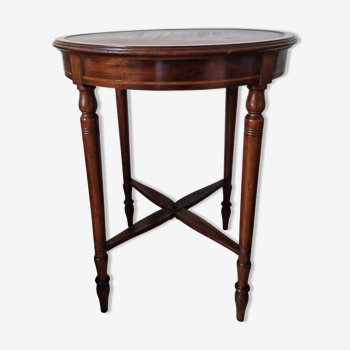 Large Napoleonic pedestal table in wood and leather