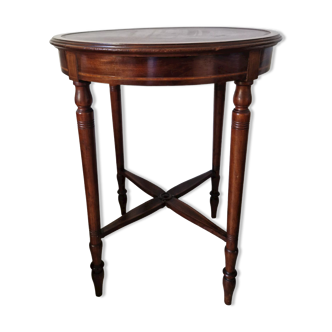 Large Napoleonic pedestal table in wood and leather