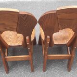 Brutalist chairs in solid oak mountain chalet decor