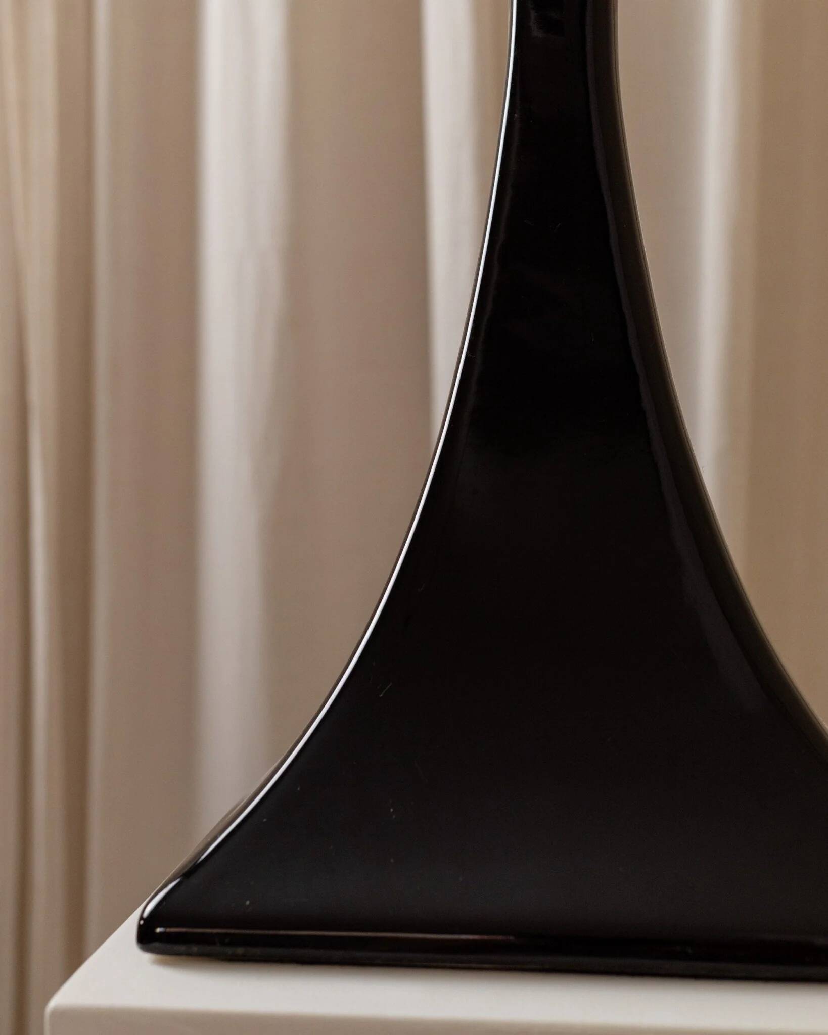 Black and White Ceramic Lamp - Handmade in Italy, Memphis Style Modern Bedside Light