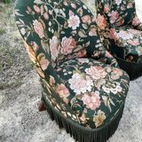 Two toad armchairs, floral motifs