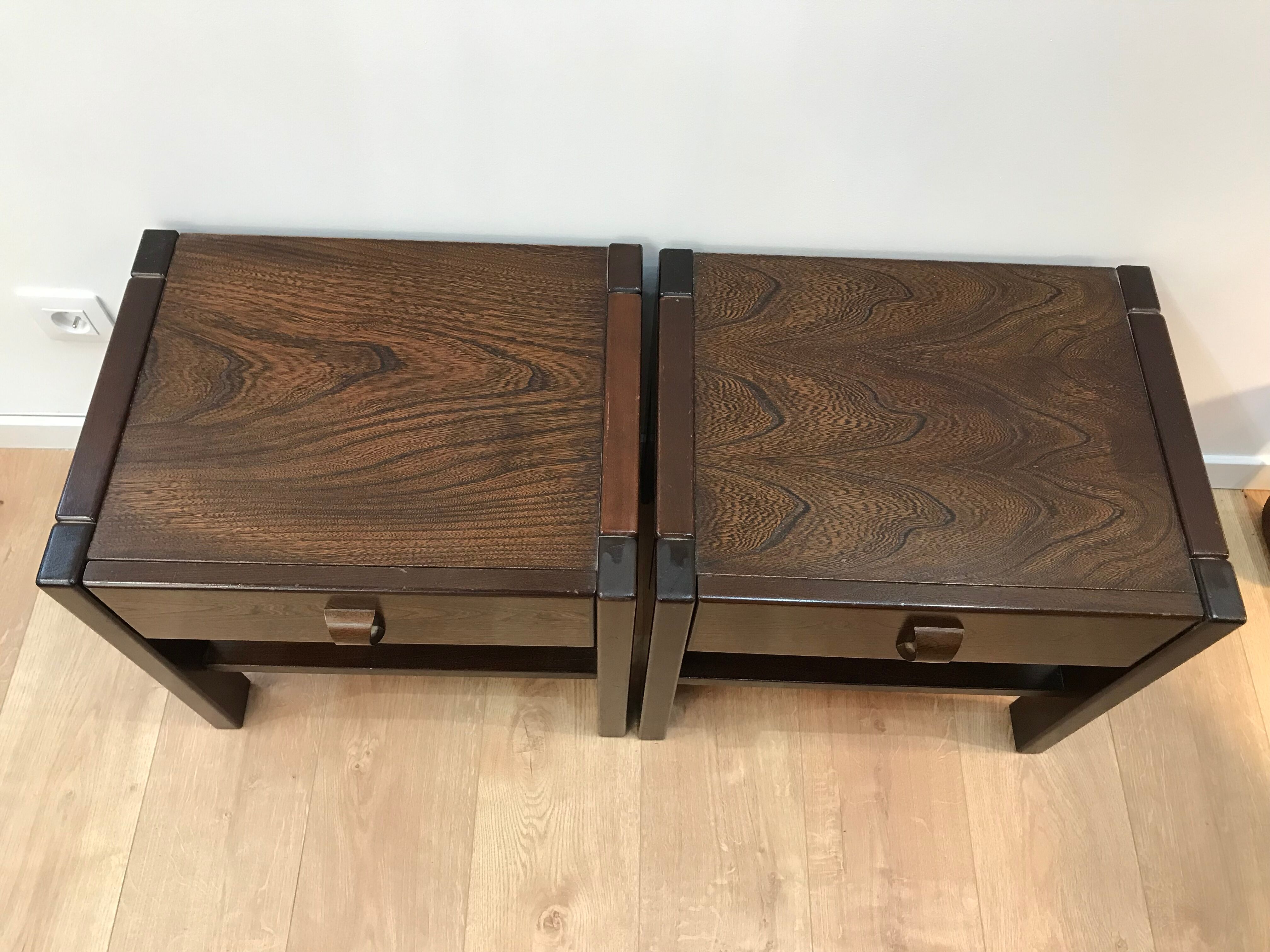 Pair of rosewood bedside tables