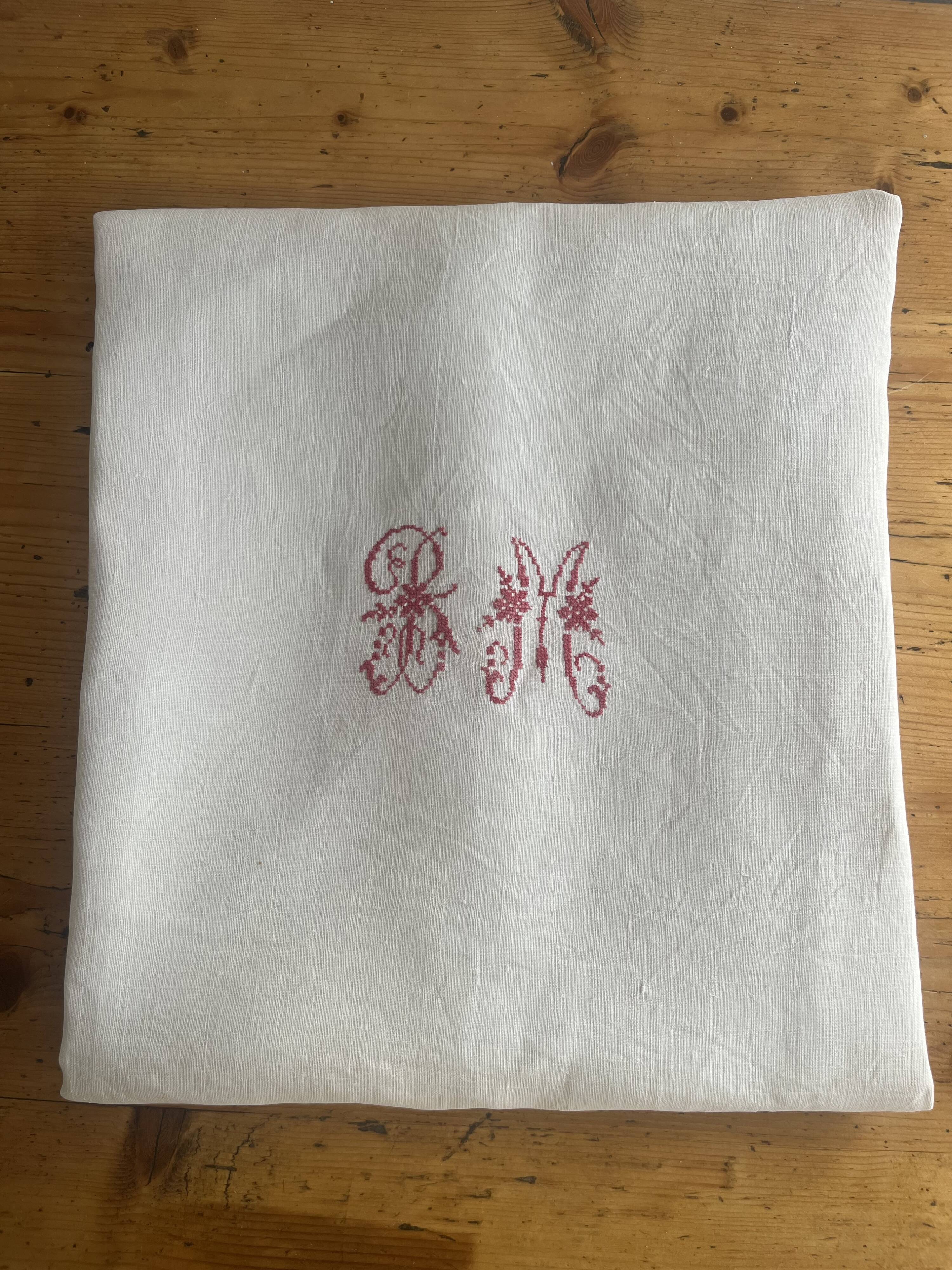 Winemaker's tablecloth, monogram BM