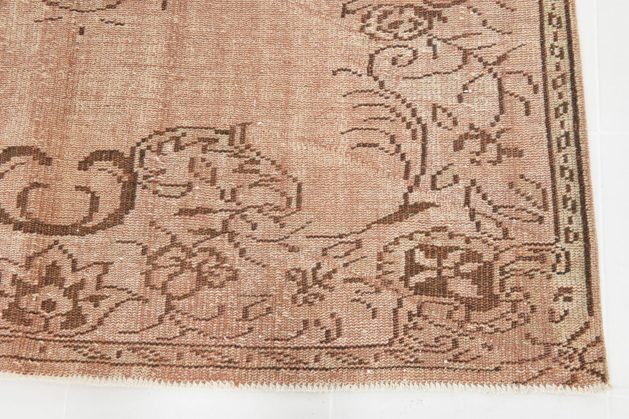 5x9 hand knotted brown vintage tapis rug, 276x160cm