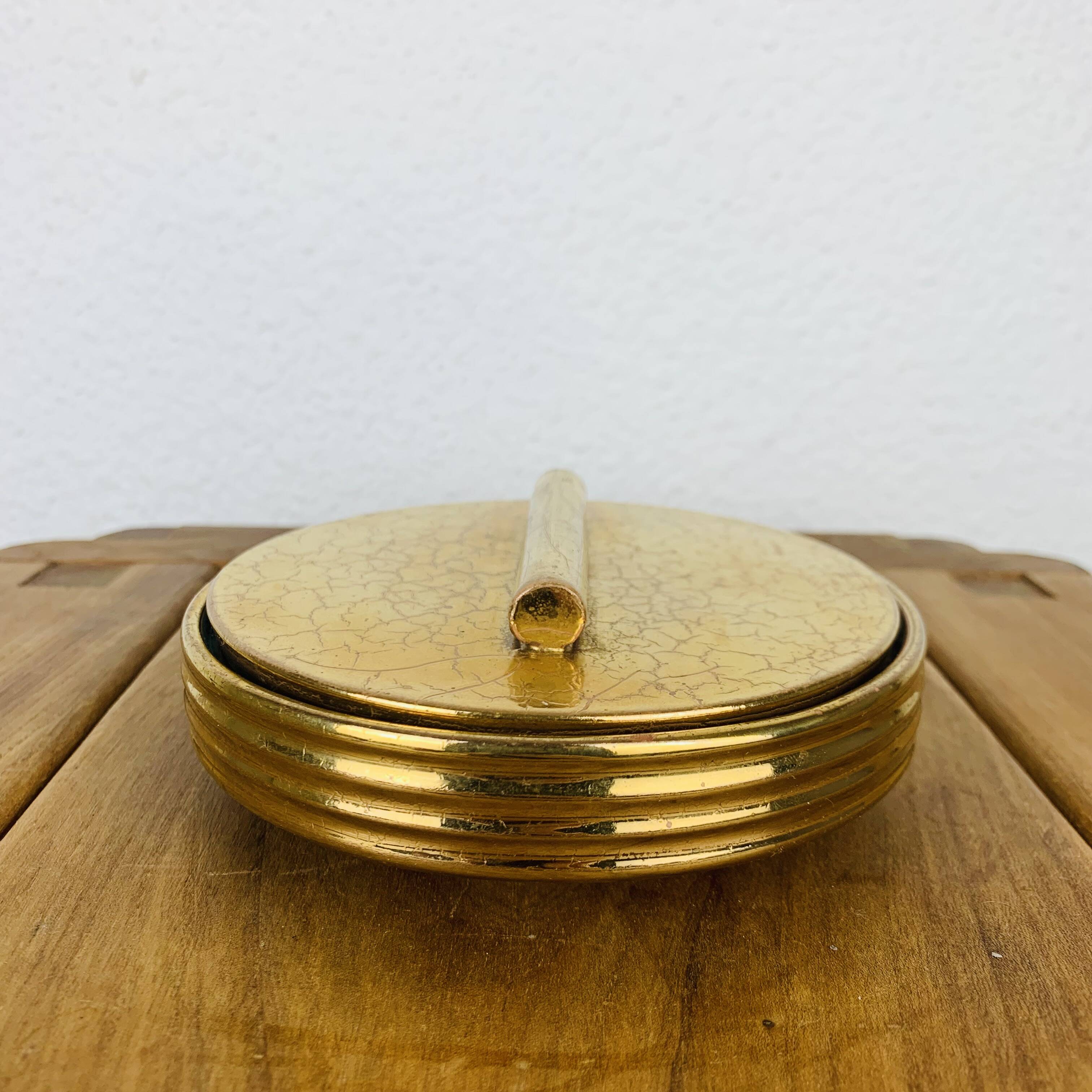 Vintage cracked golden ceramic box