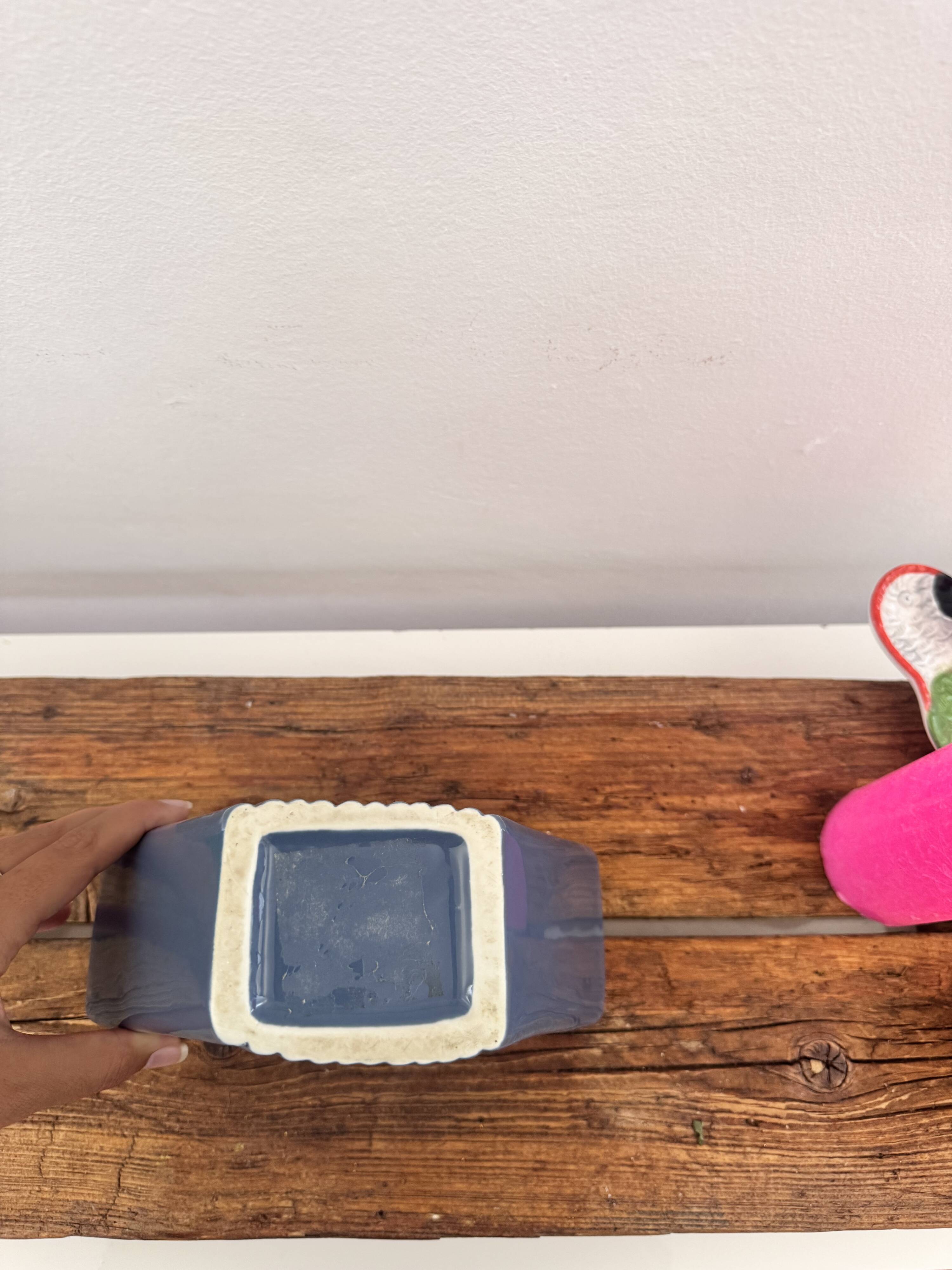 Blue ceramic shell vase