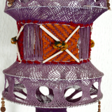 Purple macrame pendant light, 70s