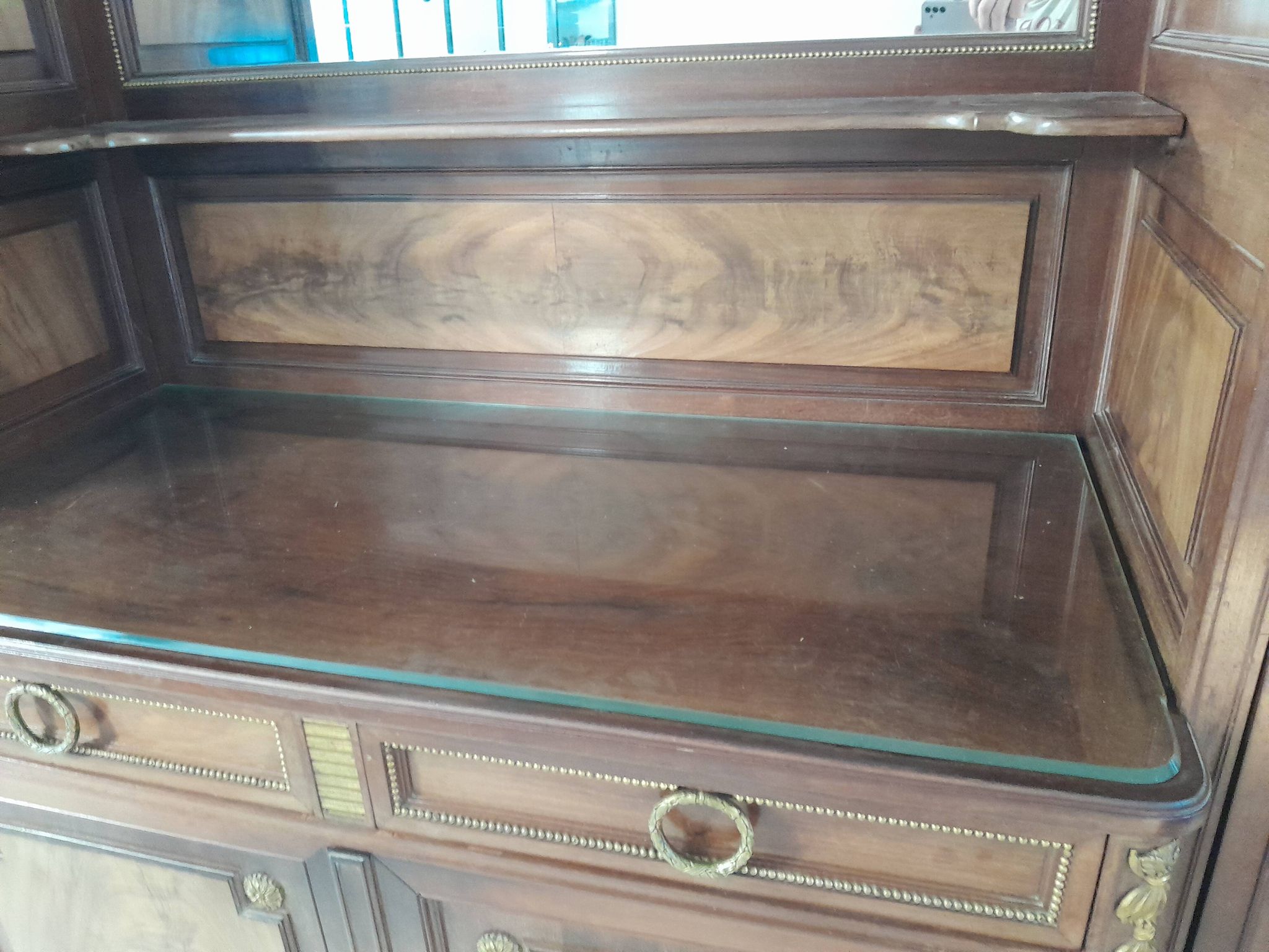 Ancien grand meuble cabinet louix xvi vitrine miroir