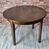 Renovated art deco round dining table, Poland 1950s