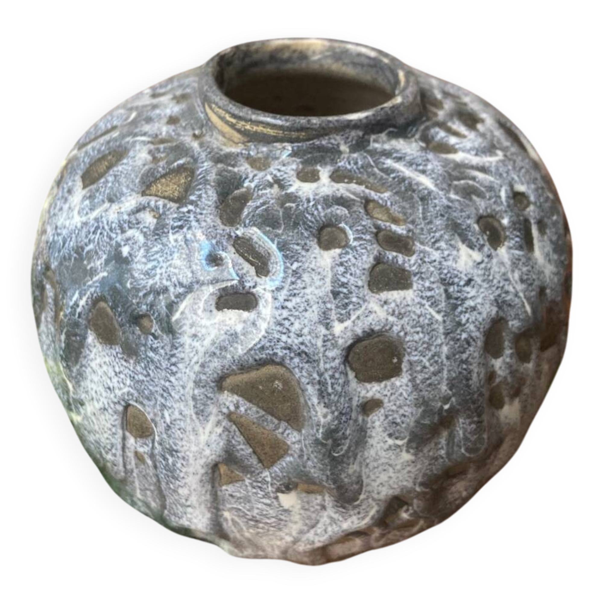 Small gray enameled ball vase from the 1930s