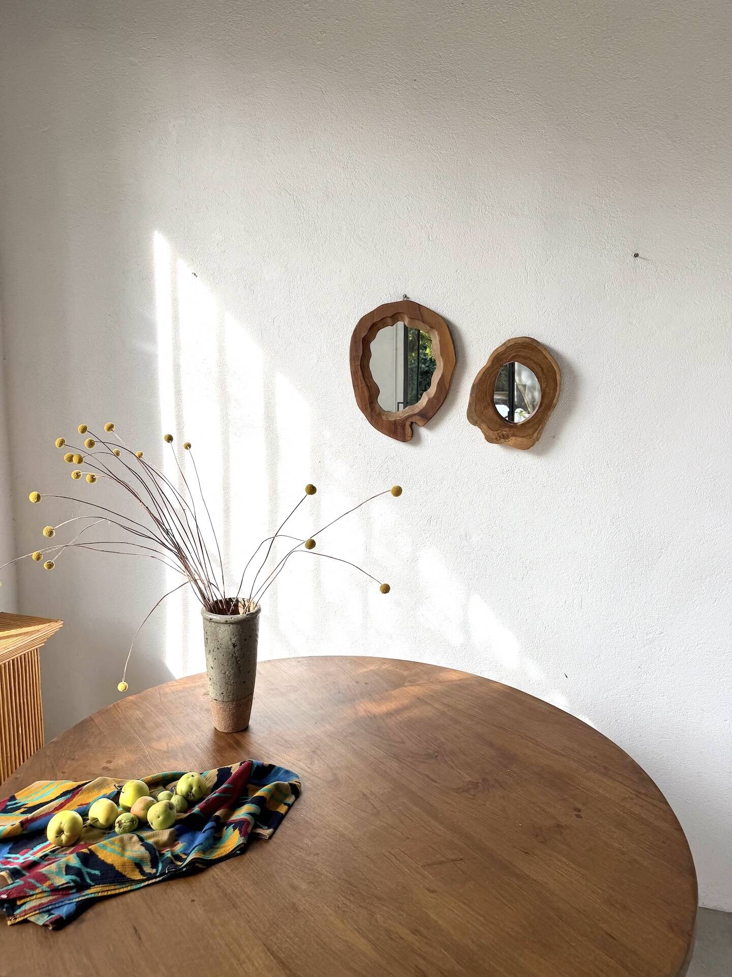 Set of 2 organic brutalist mirrors wood 1950s