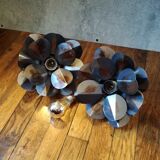 Stylized aluminum flower wall lamps from 1970