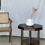 Pedestal table or small octagonal side table quadripod base with modernist spacer