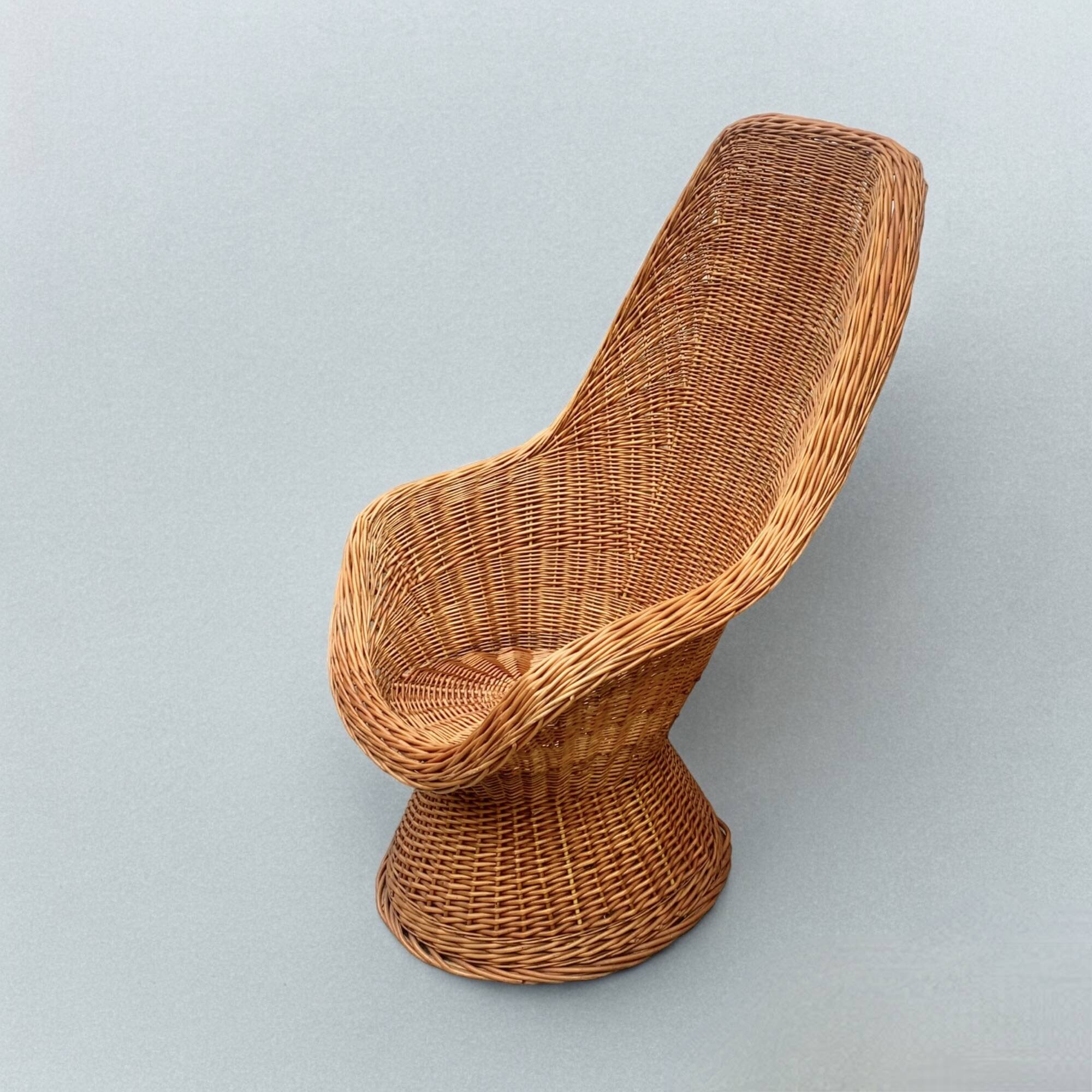 Vintage woven wicker armchair