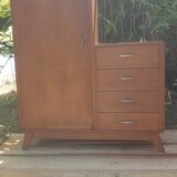 Asymmetrical oak cabinet